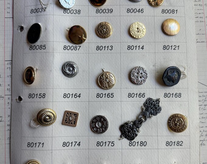 Authentic Vintage French Button Sampler Card - Metal Buttons From ...