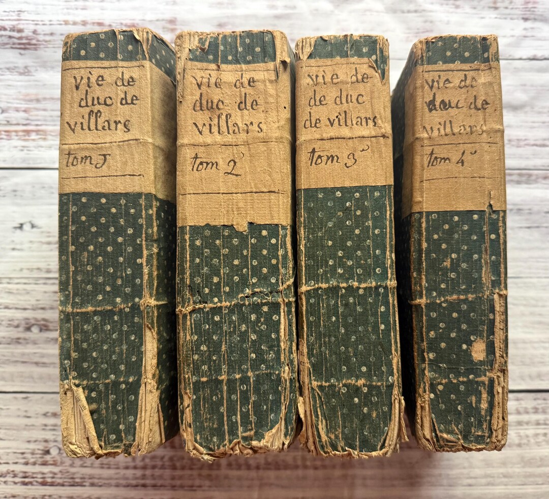 Antique French Cloth Rag Book Set of 4 From 1784 - Vie Du Maréchal