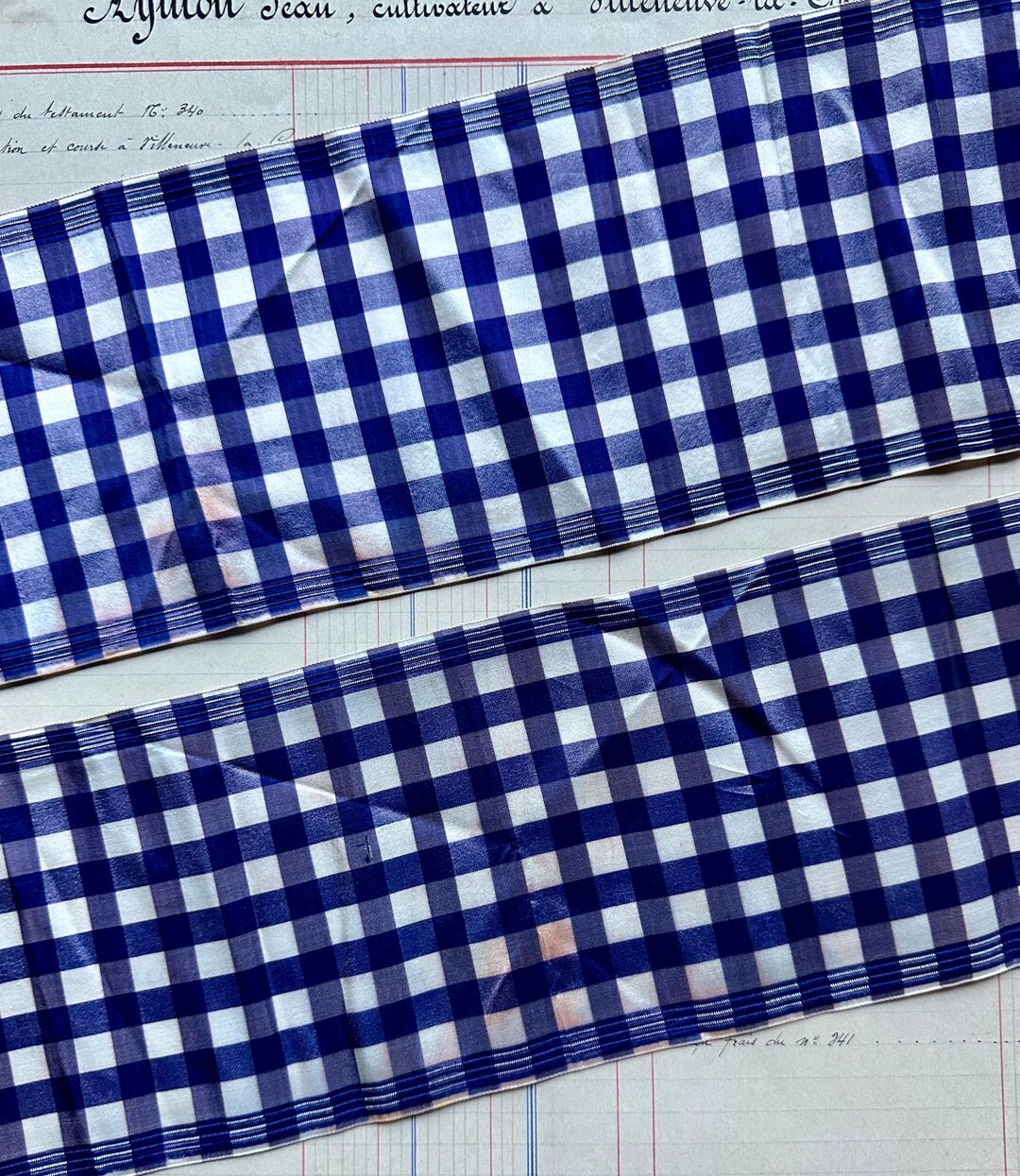 CHACOTT - 美品スティナtype L long ribbon/off white×navy Italian Cotton Ribbon — Colophon Book Arts Supply