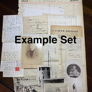 Antikes authentisches französisches Dokumentensortiment - Original Vintage für Junk Journals - Kabinettkarten, Handgeschriebenes, Ledger Seiten, Postkarten