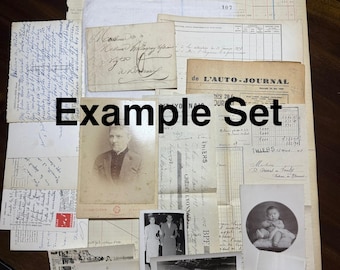 Authentic Antique French Documents Assortment  - Original Vintage for Junk Journals - Cabinet Cards, Handwritten, Ledger Pages, Post Cards