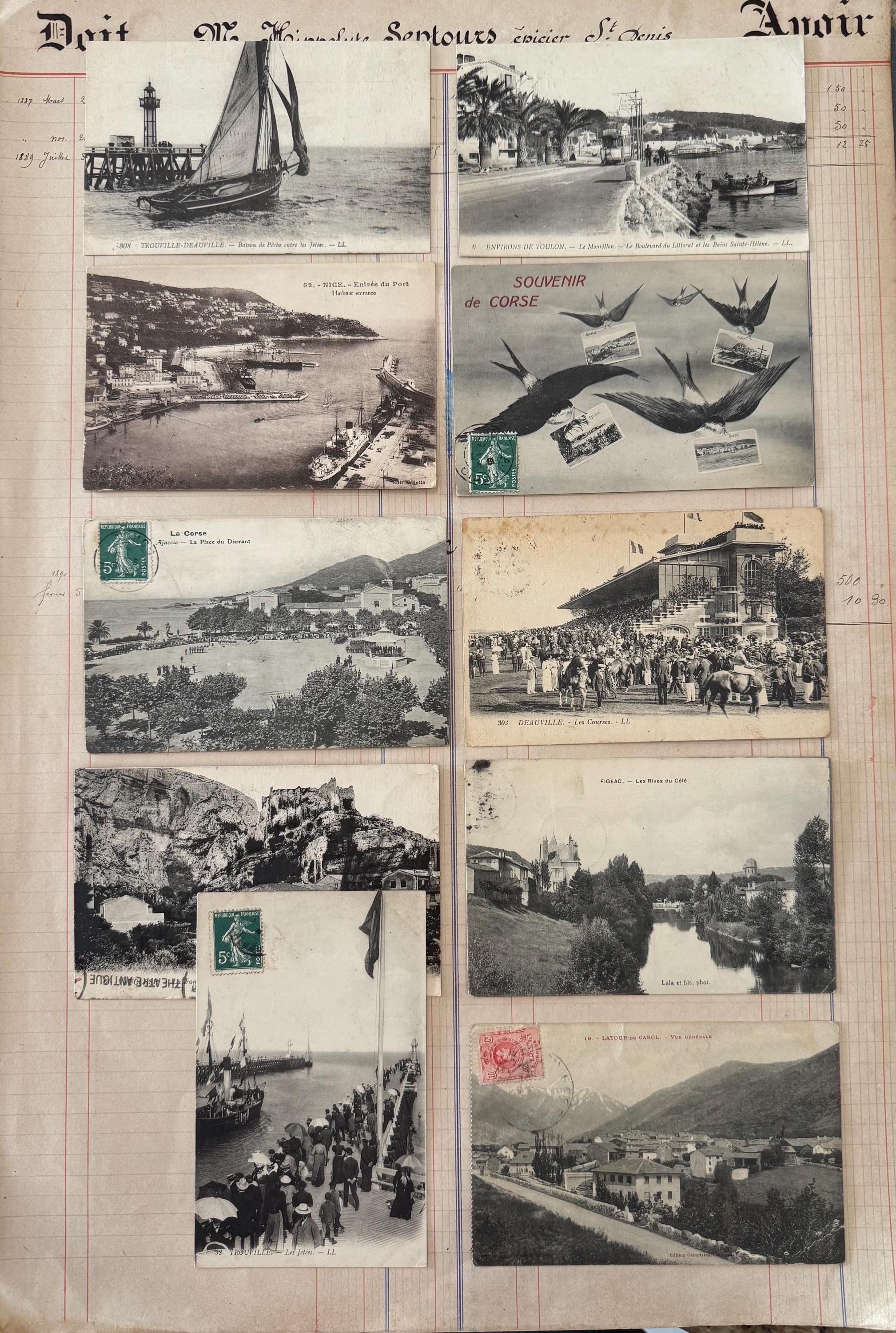 Set 7 Antique French Postcard Set - Original Authentic Antique and True Vintage for Junk Journals
