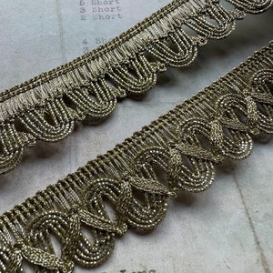 Passamaneria in treccia dorata metallizzata vintage da 1" - Cotone avvolto metallizzato - 1 iarda - Importato dalla Francia - Cotone rayon metallizzato