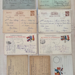 Antyczny francuski zestaw pocztówek korespondencyjnych - Oryginalny autentyczny antyk i prawdziwy rocznik do dzienników śmieciowych - Republique Francaise