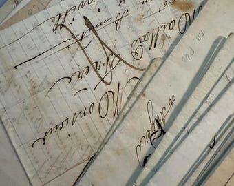 本物のアンティーク フランス製手書き折り畳み式帳簿/手紙 2冊セット
