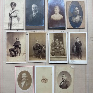 Assortiment de cartes et de photos de cabinet françaises anciennes et vintage authentiques - Vintage original pour les journaux indésirables ou les collectionneurs - Lot de 11