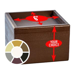 May include: A brown, rectangular box with a 6-inch top opening. The image includes a color palette and the text "YOUR CHOICE". This item is likely a decorative or functional container.
