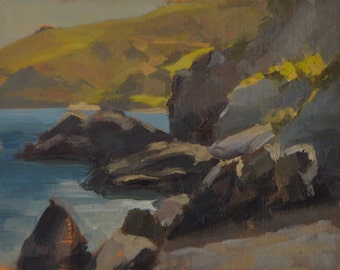 Two Harbors - Catalina Island - California - Plein Air - Oil Painting - Rocks - Hills - Seaside - Seascape - Harbor - Inlet - Sea - Ocean