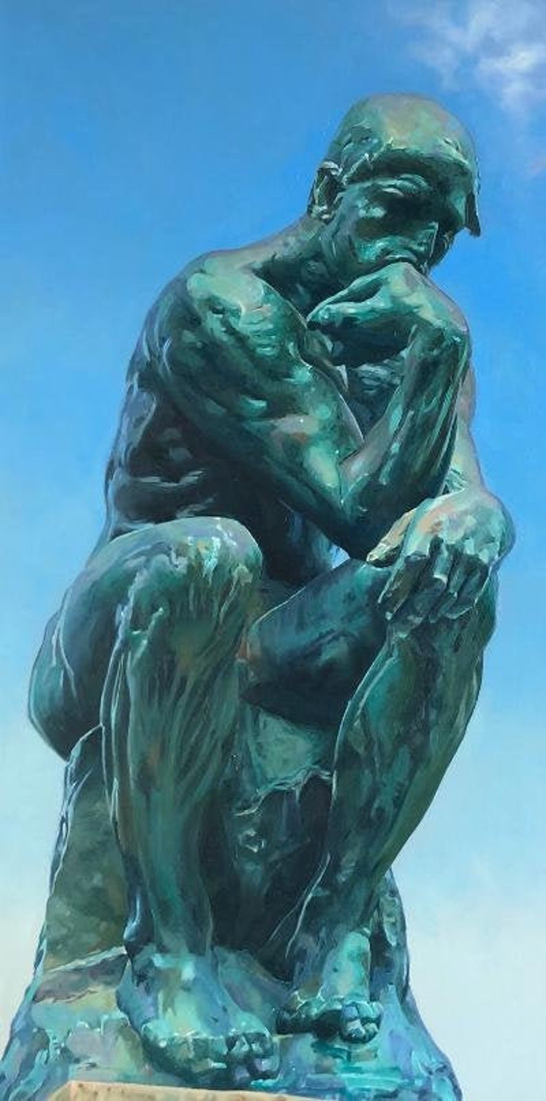 Rodin The Thinker Sculpture Oil Painting Figurative Bronze French France Sculptor Statue Figurative Figure Art image 1