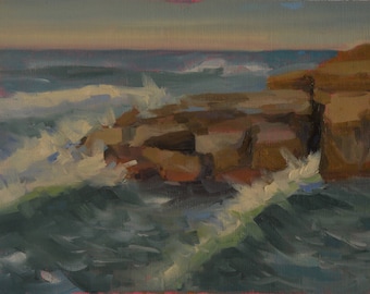 Sunset Cliffs - La Jolla - Plein Air - Oil Painting - San Diego - Seascape - Cliffs - Ocean - Waves - Crashing Waves - Foam - Sea - Calif