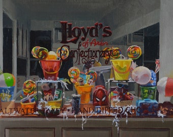 Lloyds - Candy Shop - Oil Painting - Avalon - Catalina Island - Confections - Storefront - Window Display - Sweets - California - Dessert