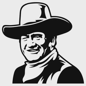 Fichier SVG John Wayne, SVG de cowboy de l'Ouest, SVG western vintage, cadeau cowboy, cadeau cinéphile, téléchargement numérique