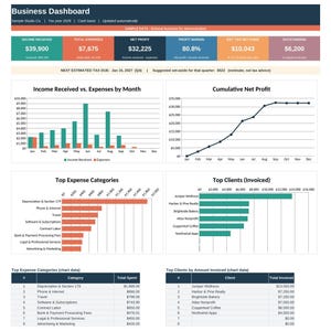 Freelancer Income Expense & Tax Tracker Spreadsheet | Excel and Google Sheets | Self-Employed Bookkeeping and Quarterly Tax Template