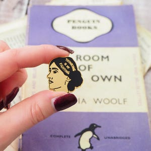 Virginia Woolf Enamel Pin Feminist Enamel Pin Badge Gift for Book Lover Book Pin Literature Gift Feminism Girl Power image 2