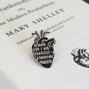 Frankenstein Enamel Pin - Anatomical Heart Enamel Pin Badge  - Gothic Literature Collection - Mary Shelley Quote -Book Lover Gift
