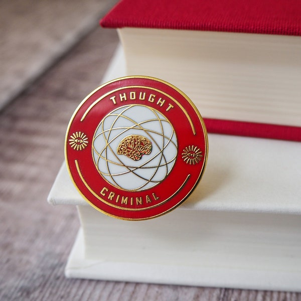 Thought Criminal Enamel Pin - George Orwell Enamel Pin - Nineteen Eighty Four Pin - 1984 -  Dystopian Literature Collection - Book Lover