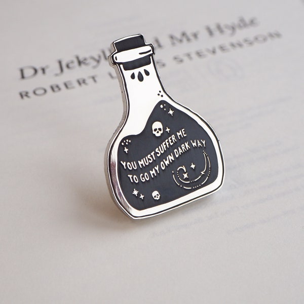 Dr Jekyll and Mr Hyde Enamel Pin - Potion Bottle Enamel Pin Badge  - Gothic Literature Collection - Book Lover - Halloween