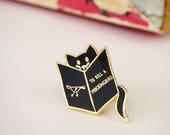 Reading Cat Enamel Book Pin - Book Enamel Pin Badge - Geek Gift for Book Lover - Reading Enamel Pin - Cat lover - Cat enamel pin - Bookish
