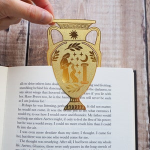Marque-page vase grec en laiton - marque-page de la mythologie grecque - Grèce antique - cadeau pour les amateurs de lecture - marque-page en métal