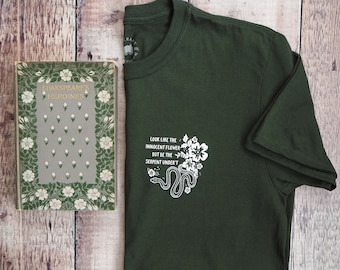 T-shirt Lady Macbeth Serpent - T-shirt con citazione di Shakespeare - T-shirt femminista - Amante dei libri - T-shirt con slogan - T-shirt femminismo - T-shirt verde