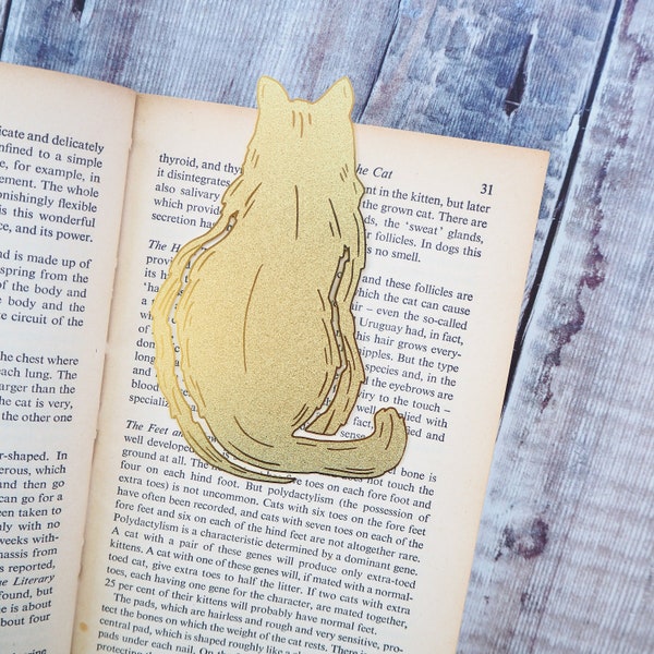 Cat Brass Bookmark - Cat Lover Bookmark - Cadeau voor lezers en boekenliefhebbers - Book Mark - Metal Bookmark