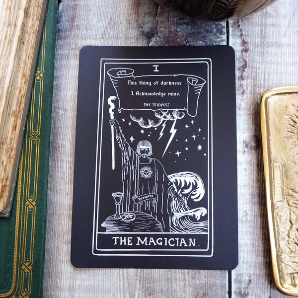 Prospero Tarot Card Mini Print - The Magician - Shakespeare Tarot Collection - Tarot Deck - Postcard - Shakespeare Print