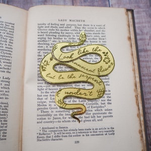 Lady Macbeth Brass Bookmark - Shakespeare Quote Bookmark - Gift for Readers and Book Lovers - Book Mark - Metal Bookmark - Snake Bookmark