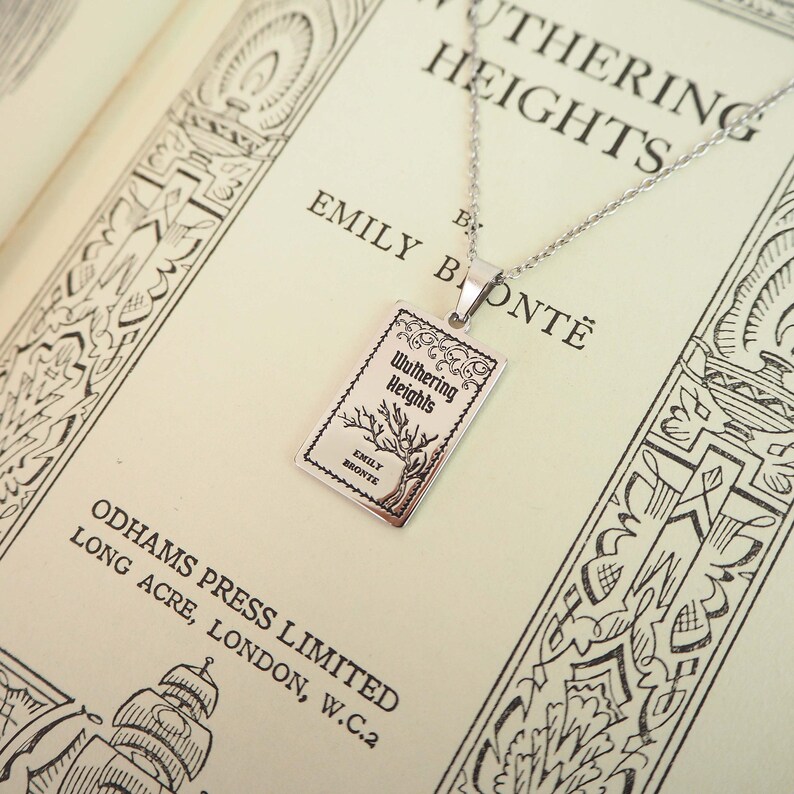 Wuthering Heights Book Necklace – Emily Bronte - Silver Book Necklace – Book Lover Gift – Literary Gift image 5