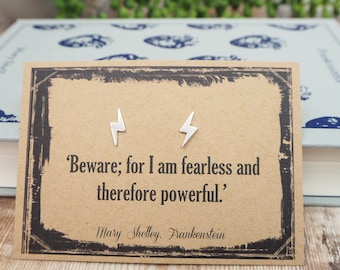 Frankenstein Lightning Bolt Earrings - Frankenstein Gift - Lightning Bolt Earrings – Mary Shelley Frankenstein - Gift for Book Lover