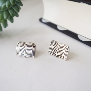 Book Stud Earrings - Silver Book Earrings - Book Jewellery - Bookish Gift - Tiny Earrings - Gift for Book Lover image 6