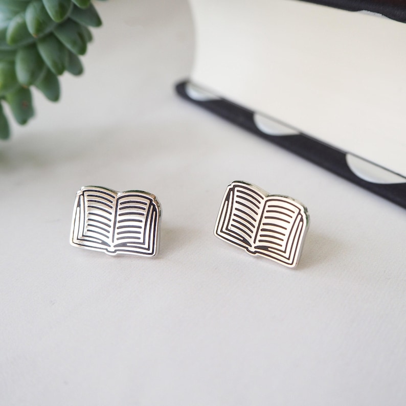 Book Stud Earrings - Silver Book Earrings - Book Jewellery - Bookish Gift - Tiny Earrings - Gift for Book Lover image 6