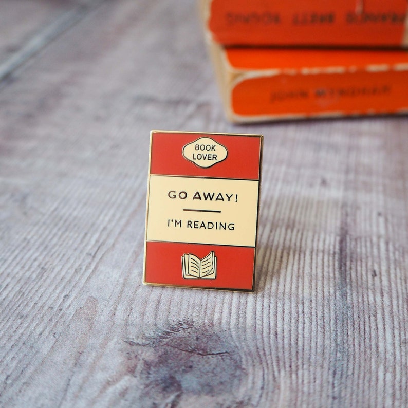 Go away I'm Reading Enamel Pin Badge Book Lover Enamel Pin Book Cover Literary Gift Geek Gift for Book Lover Book Jewellery image 5