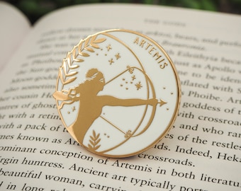 Artemis Goddess of Hunting Enamel Pin – Greek Mythology Collection - Book Pin Badge - Feminist Pin - Literature Gift - Dark Academia