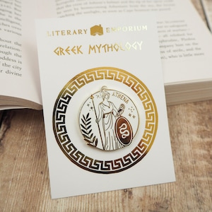 Athena Goddess of War & Wisdom Enamel Pin – Greek Mythology Collection - Book Pin Badge - Feminist Pin - Literature Gift - Dark Academia image 2