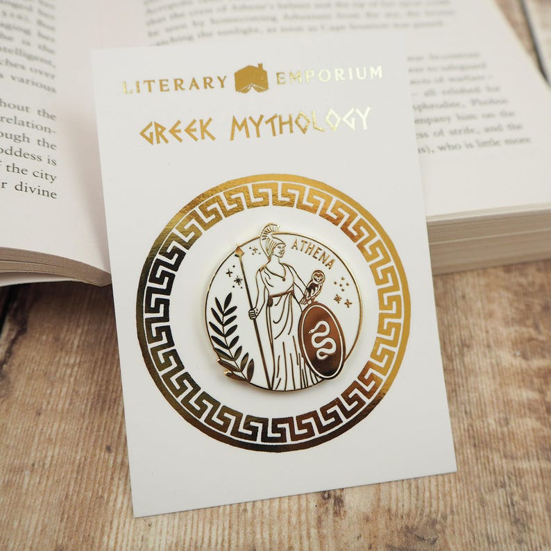 Athena Goddess of War & Wisdom Enamel Pin – Greek Mythology Collection - Book Pin Badge - Feminist Pin - Literature Gift - Dark Academia image 2