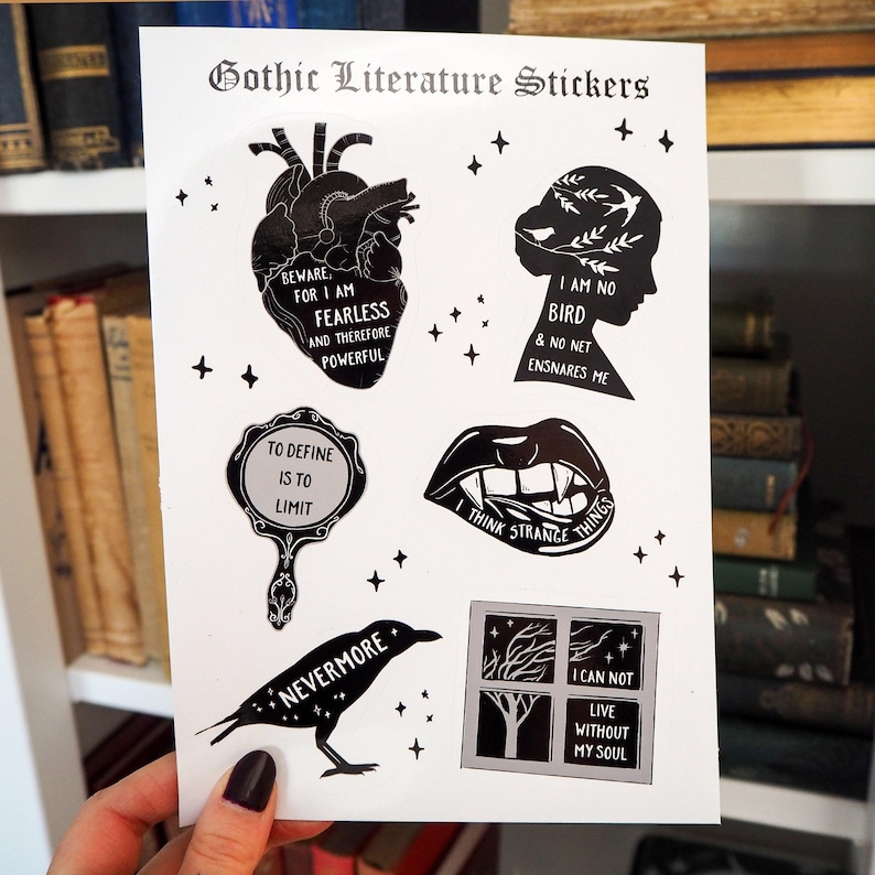 Gothic Literature Sticker Bogen - Vinyl Aufkleber - Geschenk für Buchliebhaber Bild 4