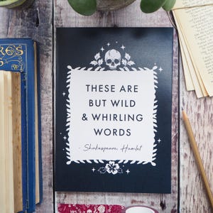 Shakespeare Hamlet Notebook -  A5 Lined Notebook - Gift for readers, writers, book lover - Skull Design Journal - Quote Notebook