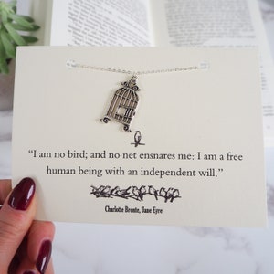 Jane Eyre Necklace – Silver Birdcage Necklace - Jane Eyre Quote – Book Lover Gift – Charlotte Bronte - Literary Gift