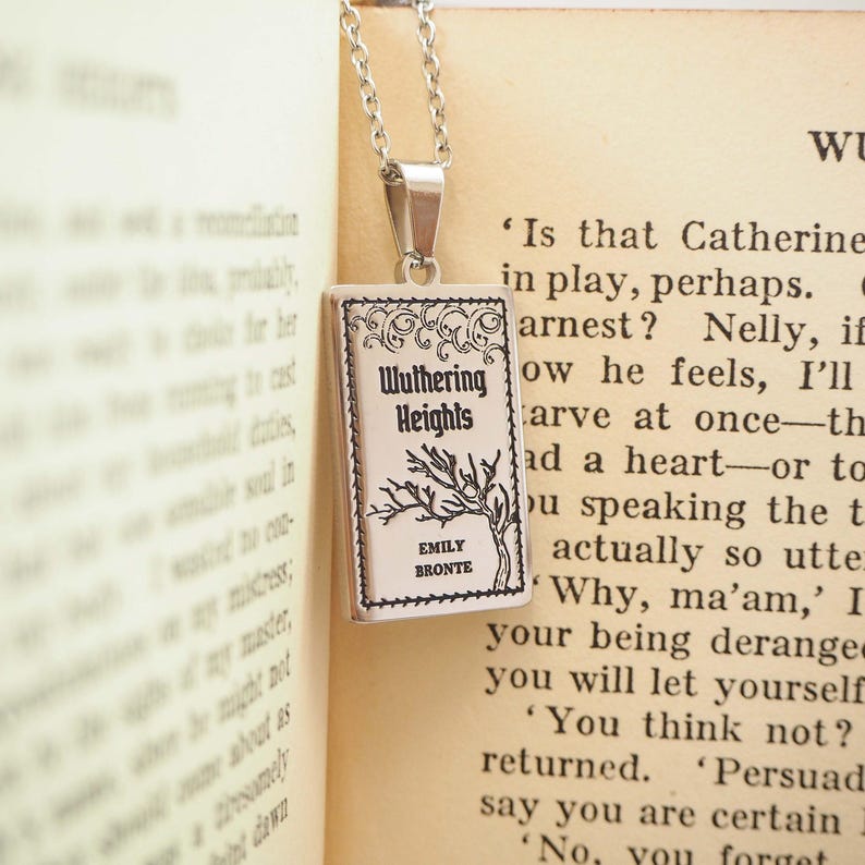 Wuthering Heights Book Necklace – Emily Bronte - Silver Book Necklace – Book Lover Gift – Literary Gift image 3