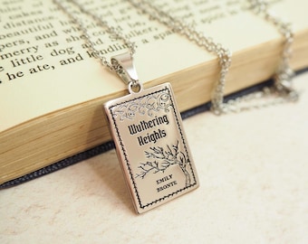 Wuthering Heights Book Necklace – Emily Bronte - Silver Book Necklace – Book Lover Gift – Literary Gift