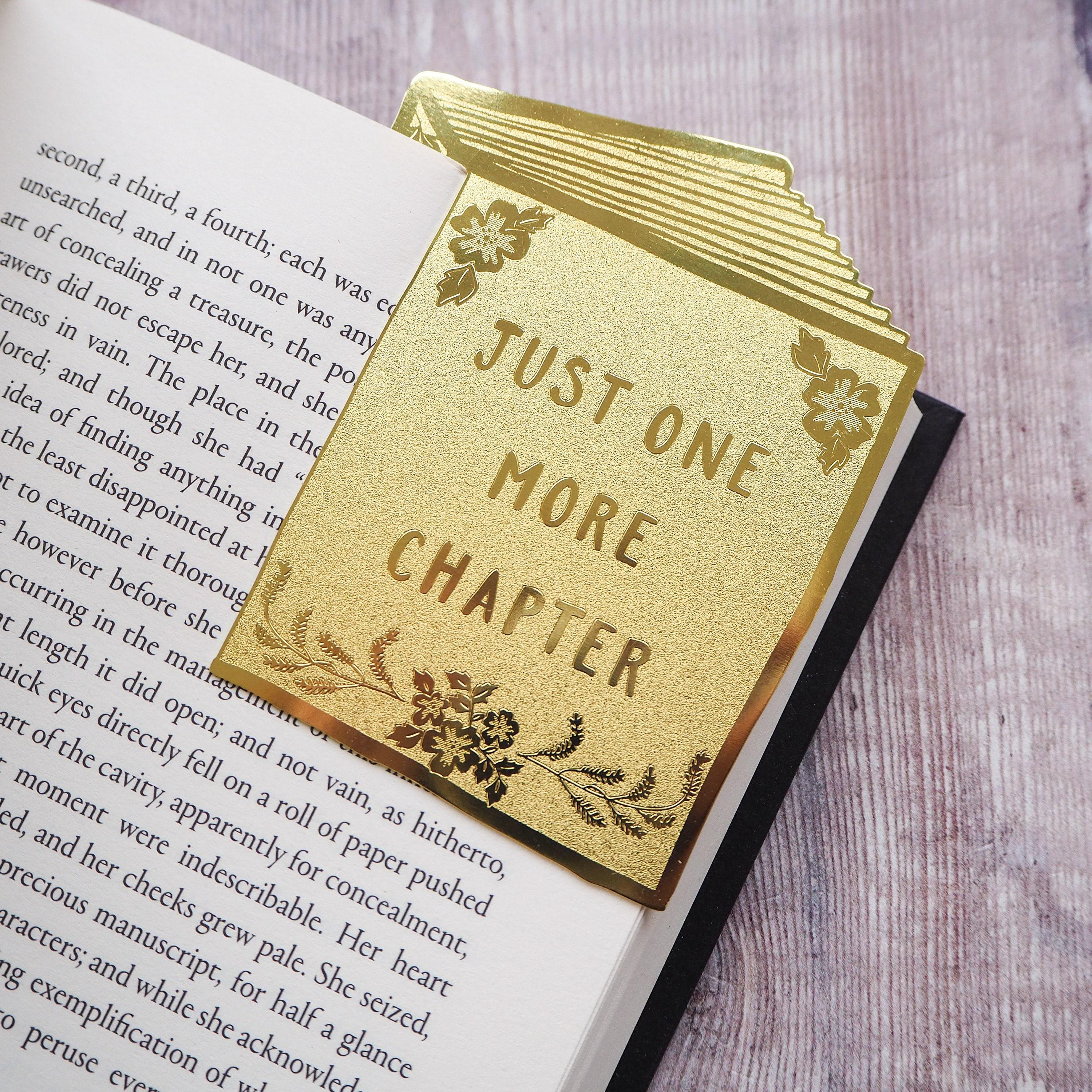 Just One More Chapter Brass Bookmark - Book Shaped Bookmark - Gift for ...