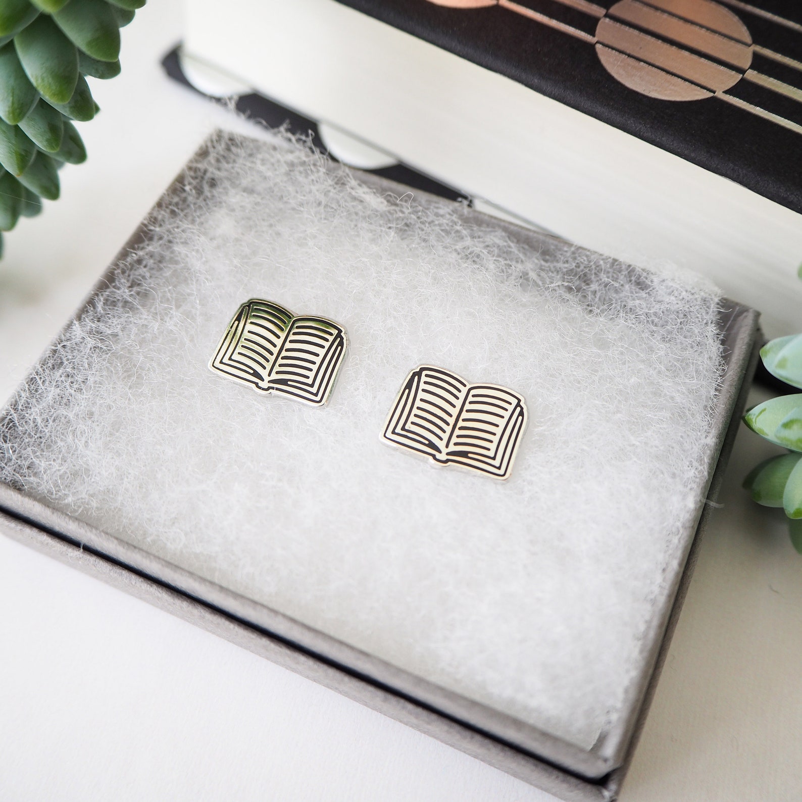 Book Stud Earrings Silver Book Earrings Book Jewellery Etsy