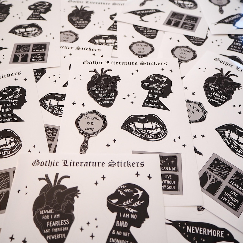 Gothic Literature Sticker Bogen - Vinyl Aufkleber - Geschenk für Buchliebhaber Bild 3