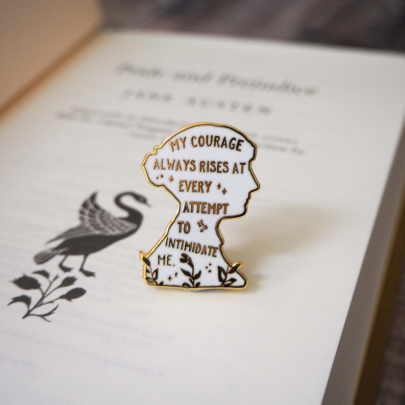 Pride and Prejudice Enamel Pin Jane Austen Book Lover Feminist Pin Literature Gift Bookish Pin Badge Inspiring Quote image 1