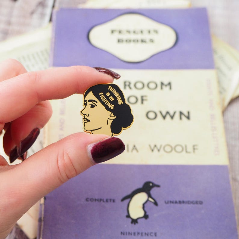 Virginia Woolf Enamel Pin Feminist Enamel Pin Badge Gift for Book Lover Book Pin Literature Gift Feminism Girl Power image 2
