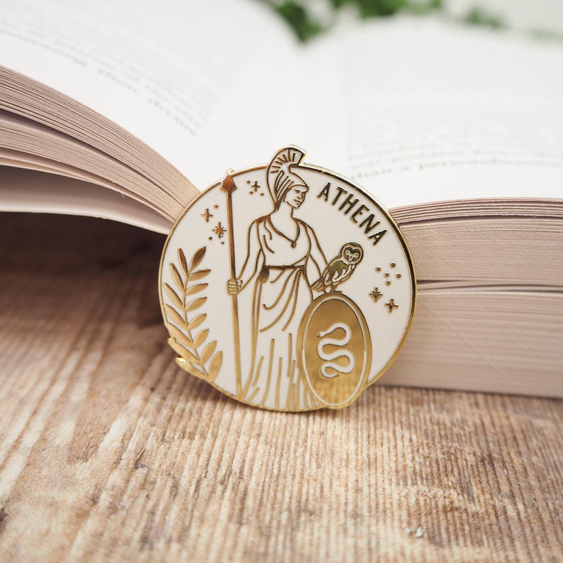 Athena Goddess of War & Wisdom Enamel Pin – Greek Mythology Collection - Book Pin Badge - Feminist Pin - Literature Gift - Dark Academia image 3