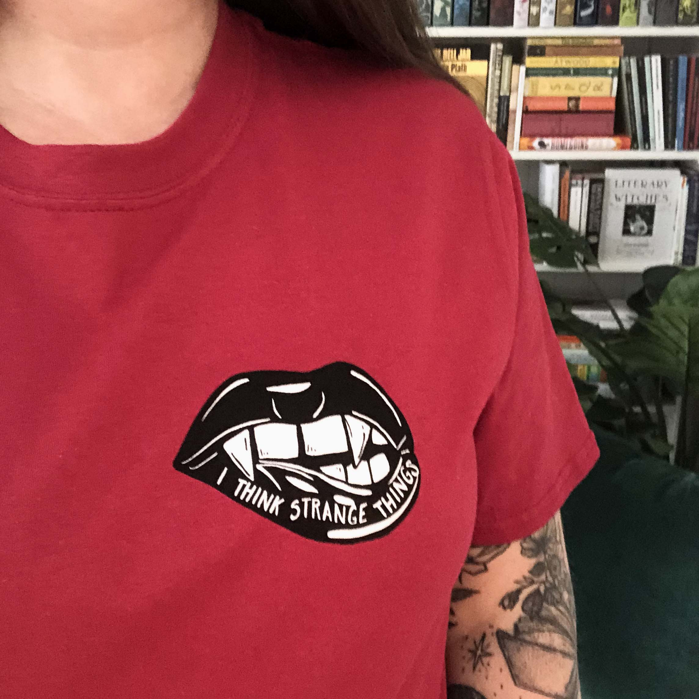Women's T-Shirts [Out of Print] Bram Stoker / Dracula Womens Relaxed Fit Tee (Red) Dracula T-shirt - Red T-shirt - Bram Stoker Tshirt