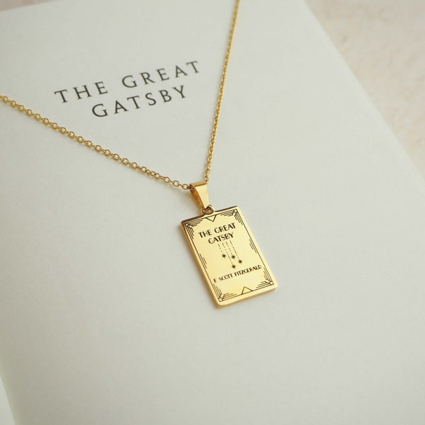 El collar del libro del Gran Gatsby – F Scott Fitzgerald - Collar del libro de oro – Regalo del amante del libro – Regalo literario