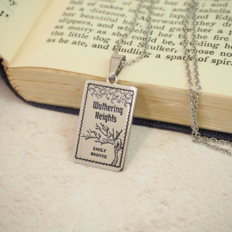 Wuthering Heights Book Necklace – Emily Bronte - Silver Book Necklace – Book Lover Gift – Literary Gift image 4