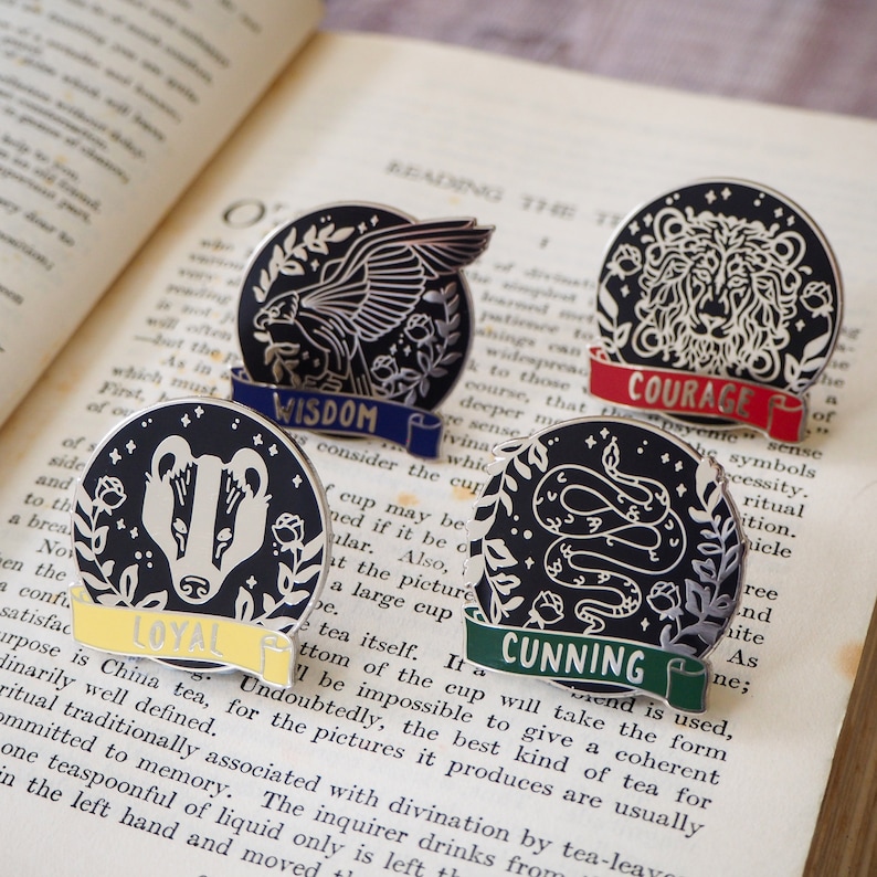 Magical House Enamel Pin Collection Book Lover Enamel Pin Badge Magic Enamel Pin Badge Cunning Snake Wizard